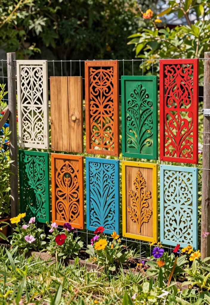 15 Hog Wire Fence Ideas That Keep Pets In Without Blocking Views - 4. Decorative Panels 1