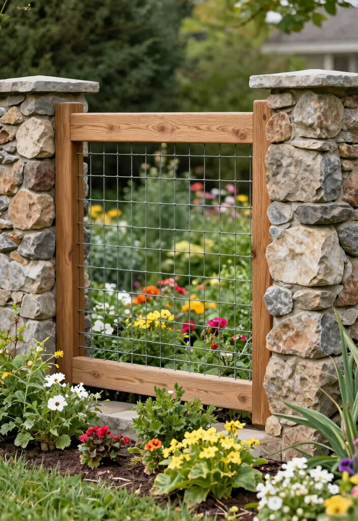 15 Hog Wire Fence Ideas That Keep Pets In Without Blocking Views - 8. Combination Fencing 1