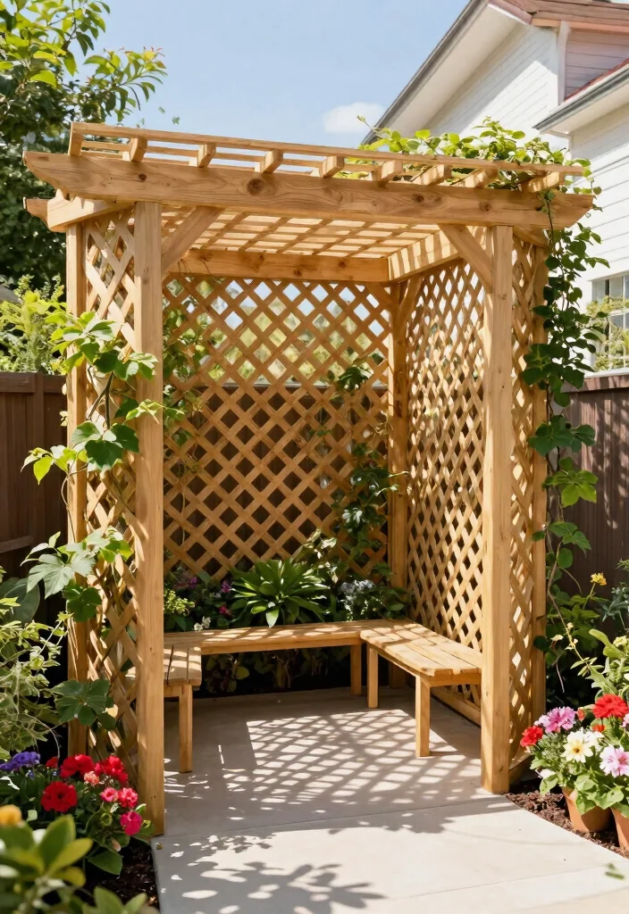 15 Modern Pergola Ideas for Small Backyards and Tight Budgets - 11. Lattice Pergola 1