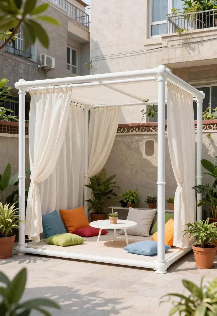 15 Modern Pergola Ideas for Small Backyards and Tight Budgets - 2. DIY PVC Pergola 1