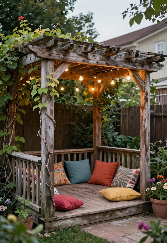 15 Modern Pergola Ideas for Small Backyards and Tight Budgets - 3. Vintage Wood Look 1
