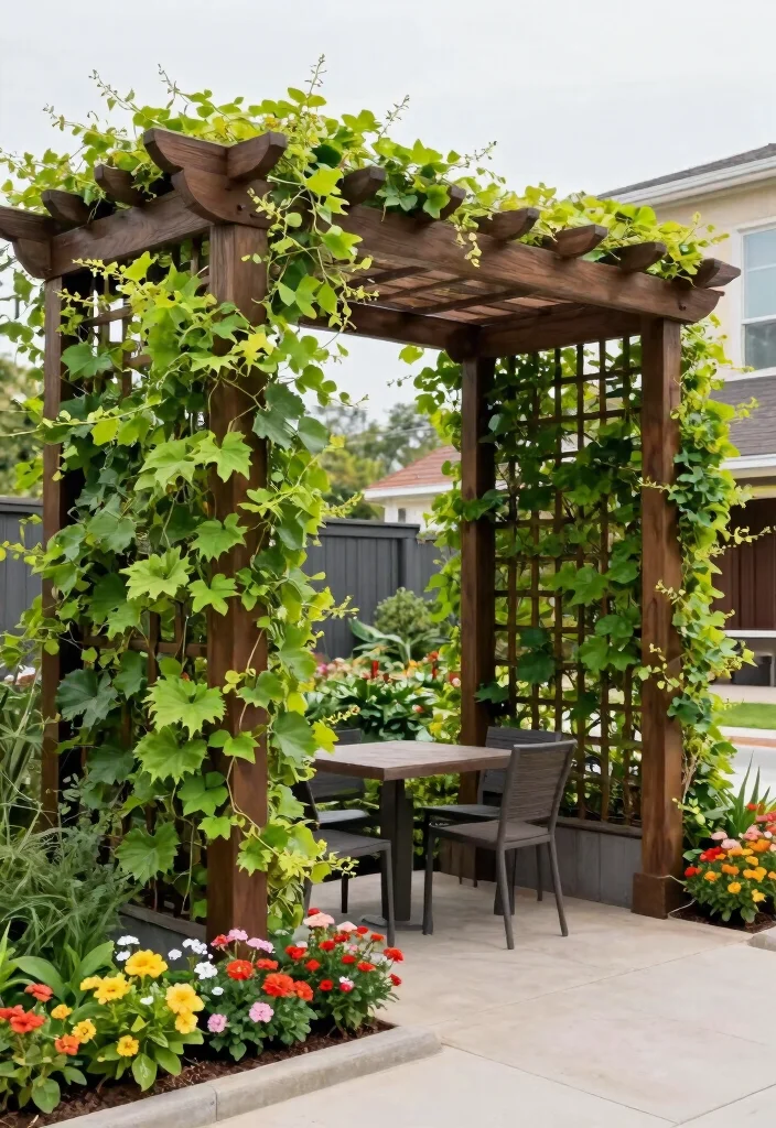 15 Modern Pergola Ideas for Small Backyards and Tight Budgets - 4. Pergola with Garden Trellis 1