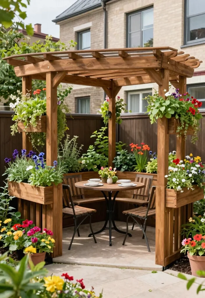 15 Modern Pergola Ideas for Small Backyards and Tight Budgets - 6. Raised Pergola Planter 1