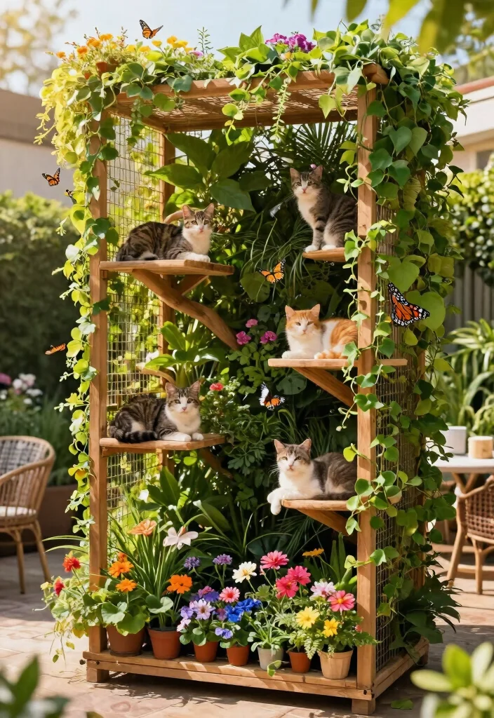 15 Outdoor Cat Cages That Keep Kitties Safe Without Blocking Views - 1. Vertical Garden Cat Cages 1