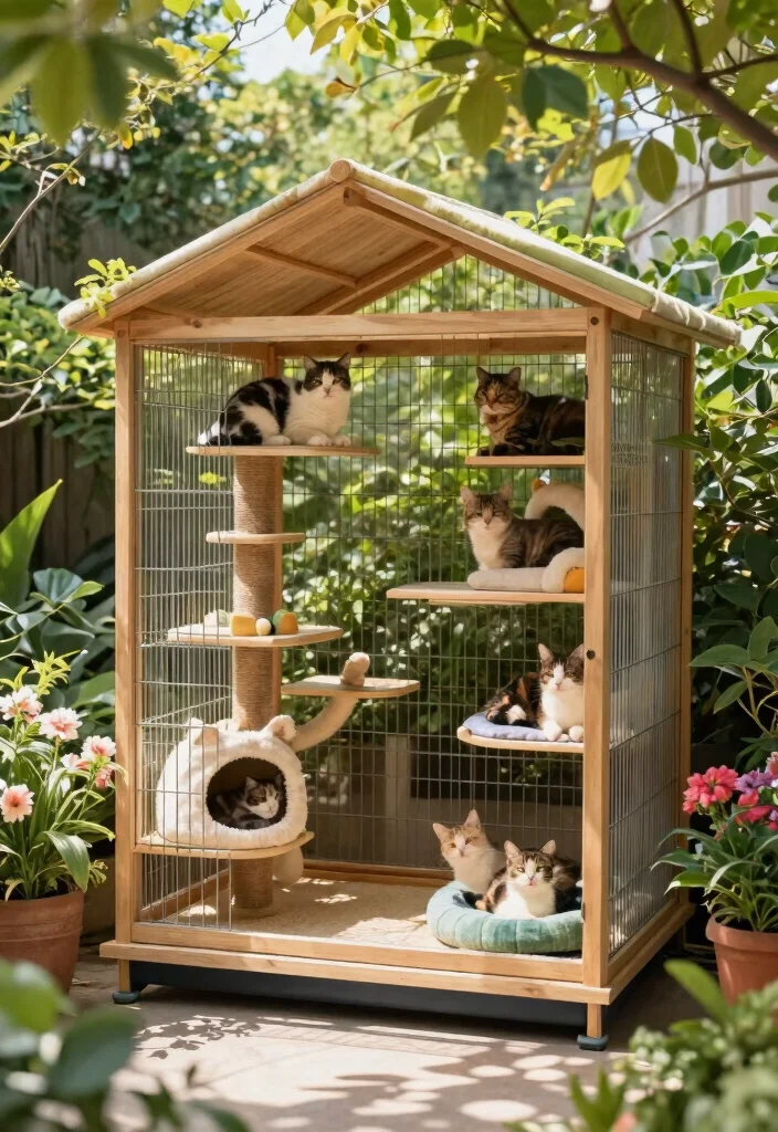 15 Outdoor Cat Cages That Keep Kitties Safe Without Blocking Views - 11. Roofed Cat Cages 1