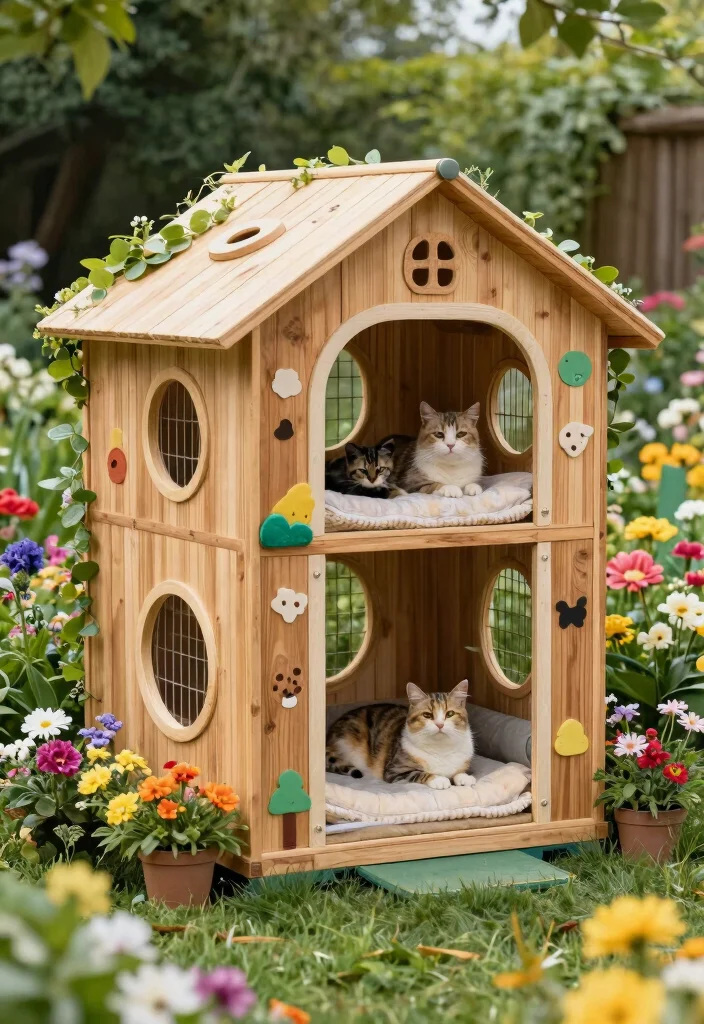 15 Outdoor Cat Cages That Keep Kitties Safe Without Blocking Views - 12. Unique Themed Cat Cages 1