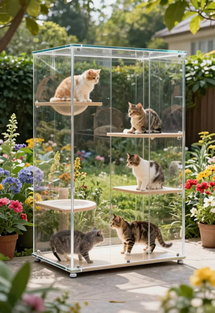 15 Outdoor Cat Cages That Keep Kitties Safe Without Blocking Views - 5. Modern Acrylic Cat Enclosures 1