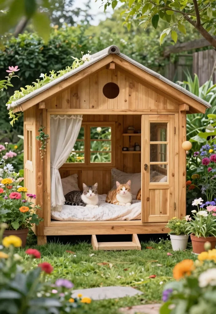 15 Outdoor Cat Cages That Keep Kitties Safe Without Blocking Views - 6. Cozy Garden Cabins 1