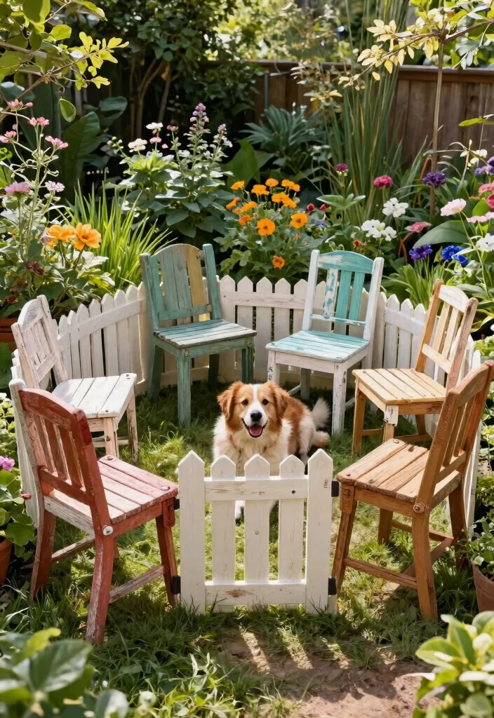 15 Temporary Dog Fence Ideas for Renters and No-Dig Yards - 14. Repurposed Garden Furniture 1