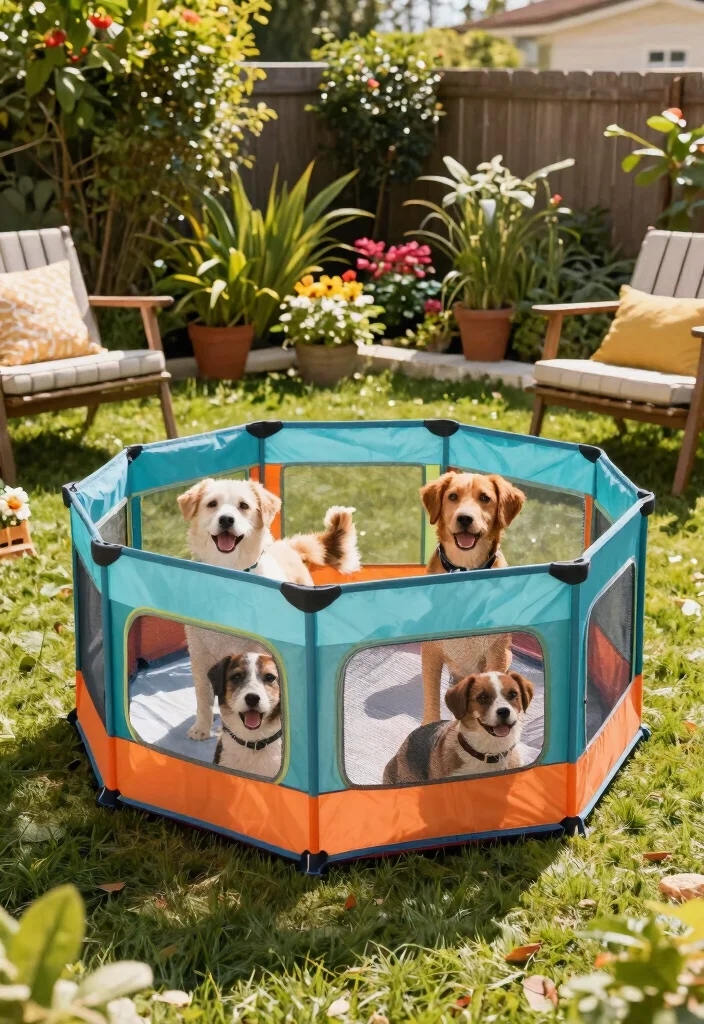 15 Temporary Dog Fence Ideas for Renters and No-Dig Yards - 3. Portable Pet Playpen 1