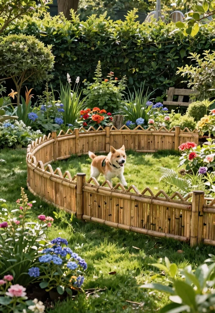 15 Temporary Dog Fence Ideas for Renters and No-Dig Yards - 7. Decorative Bamboo Fence 1