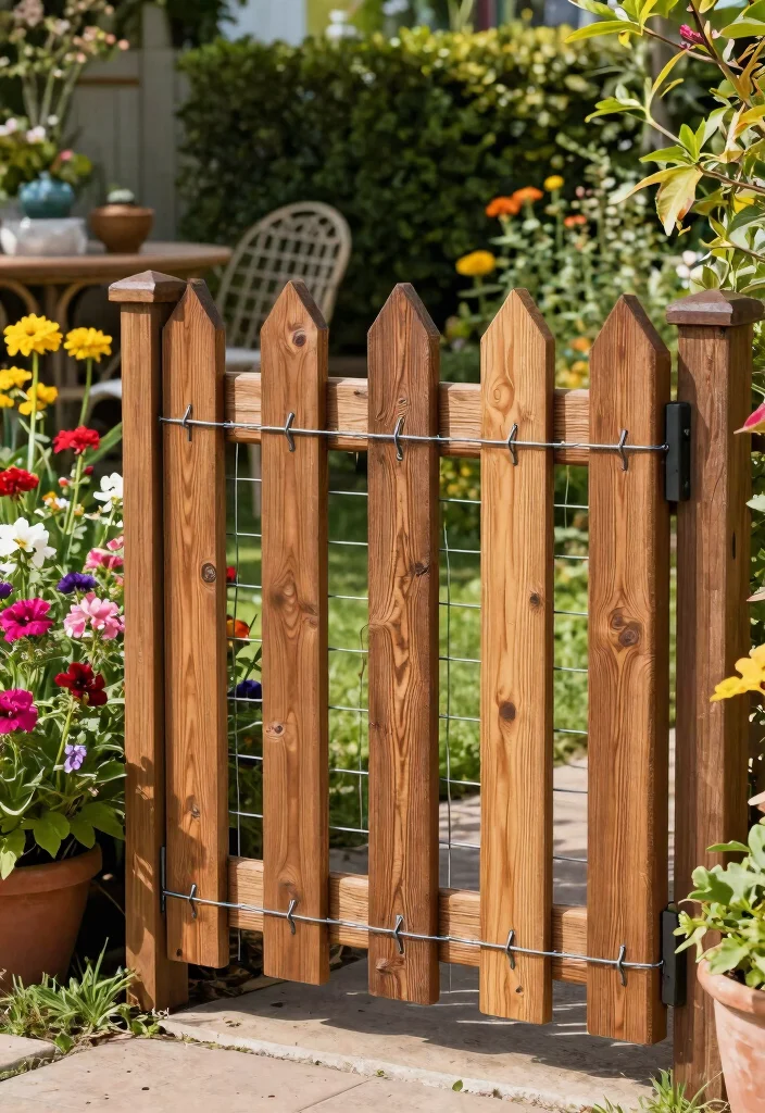 15 Wire and Wood Fence Ideas That Blend Modern and Rustic Styles - 10. Artisanal Wooden Fence with Wire Inlay 1