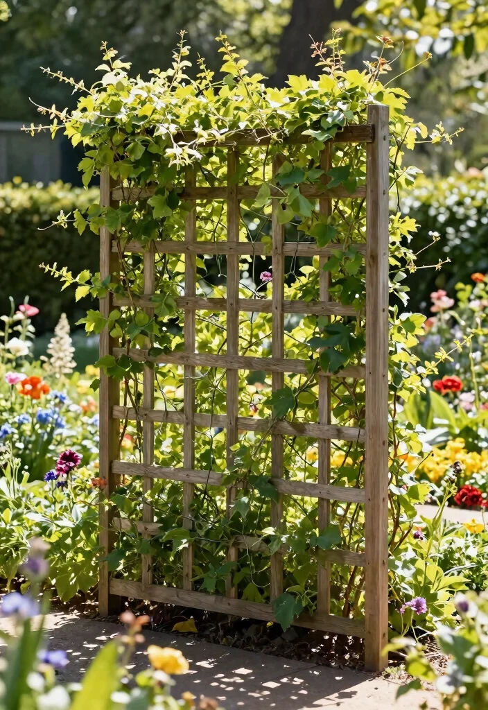 15 Wire and Wood Fence Ideas That Blend Modern and Rustic Styles - 13. Elegant Trellis Fence with Wire Elements 1