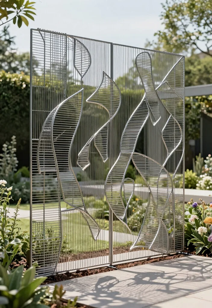15 Wire and Wood Fence Ideas That Blend Modern and Rustic Styles - 14. Artistic Wire Sculpture Fence 1