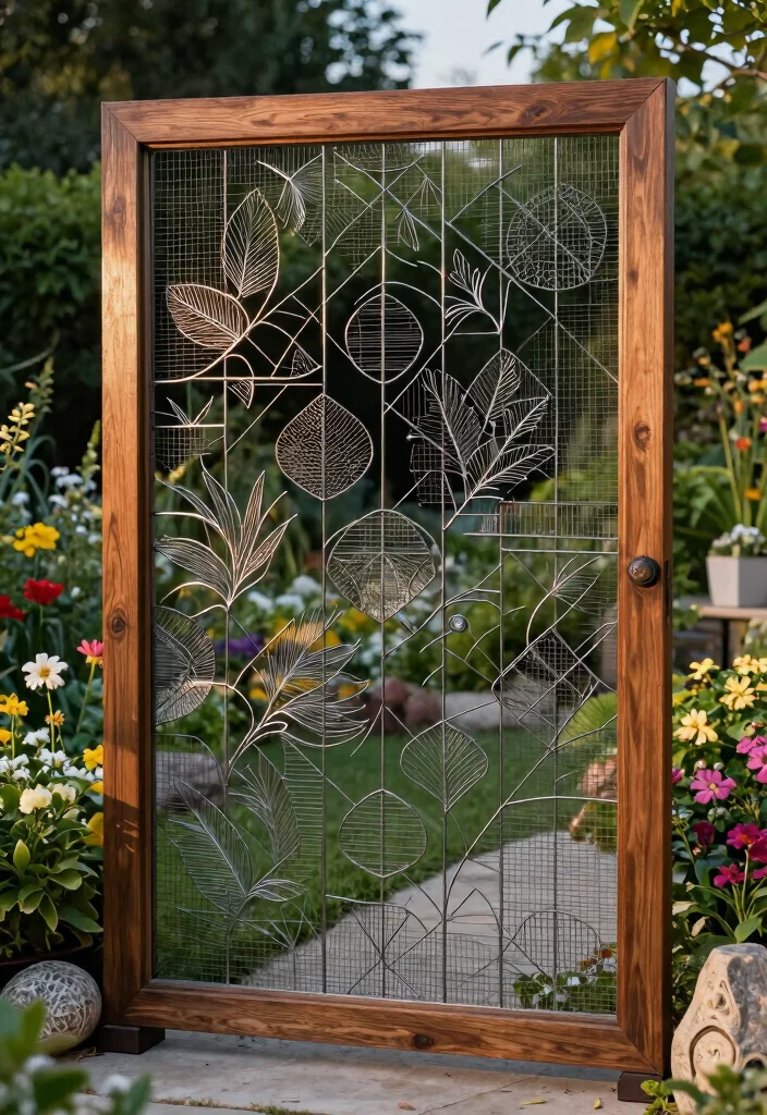 15 Wire and Wood Fence Ideas That Blend Modern and Rustic Styles - 9. Decorative Wire Fence Panels 1