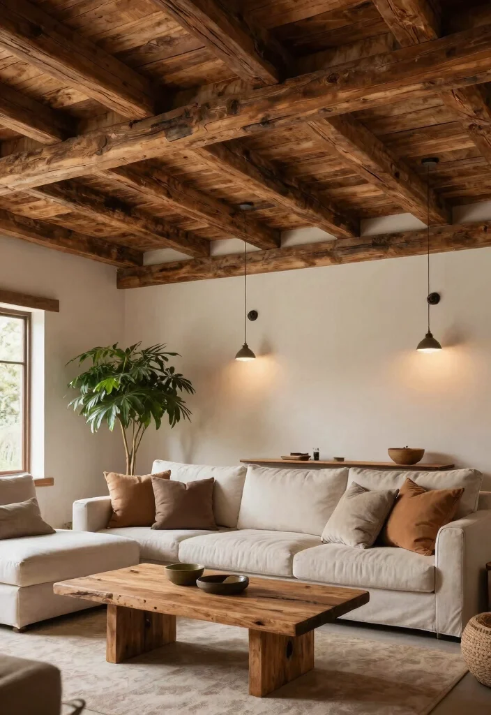15 Wood False Ceiling Ideas That Add Warmth Without Lowering the Room - 1. Rustic Wooden Beams 1