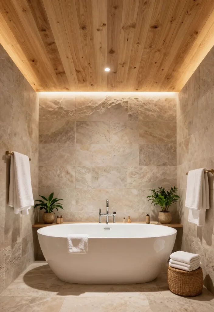 15 Wood False Ceiling Ideas That Add Warmth Without Lowering the Room - 13. Wood Ceilings in Bathrooms 1