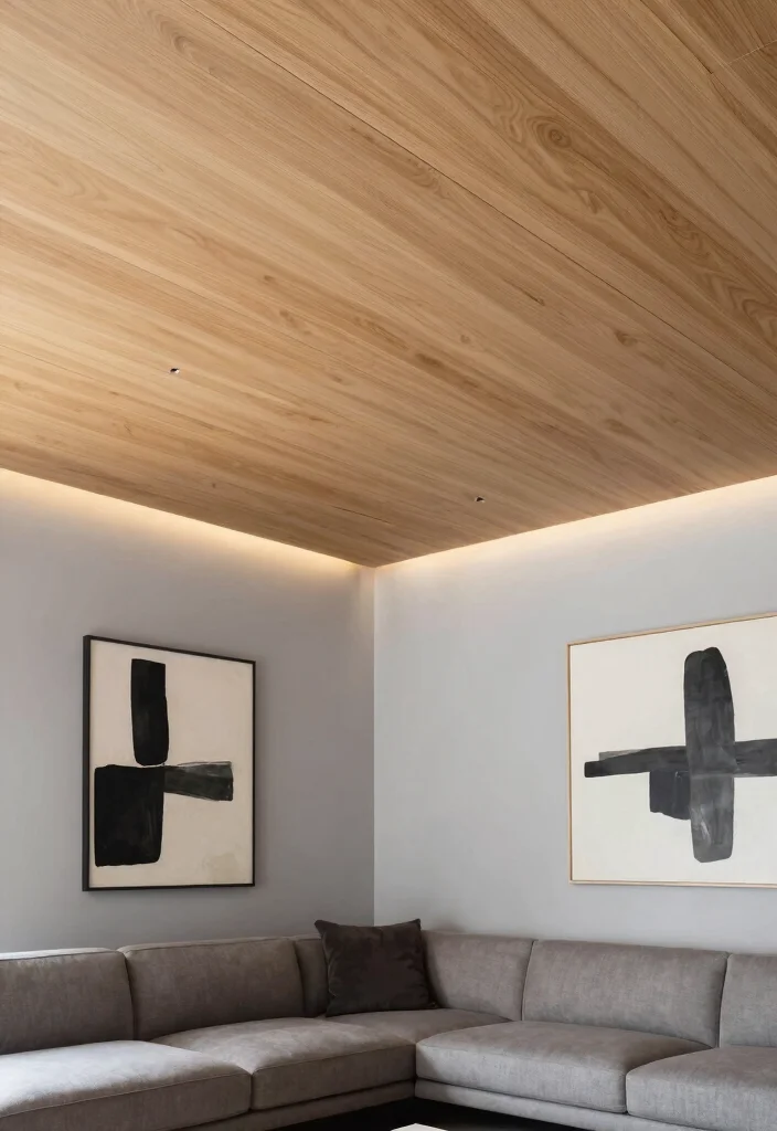 15 Wood False Ceiling Ideas That Add Warmth Without Lowering the Room - 2. Sleek Wood Panels 1