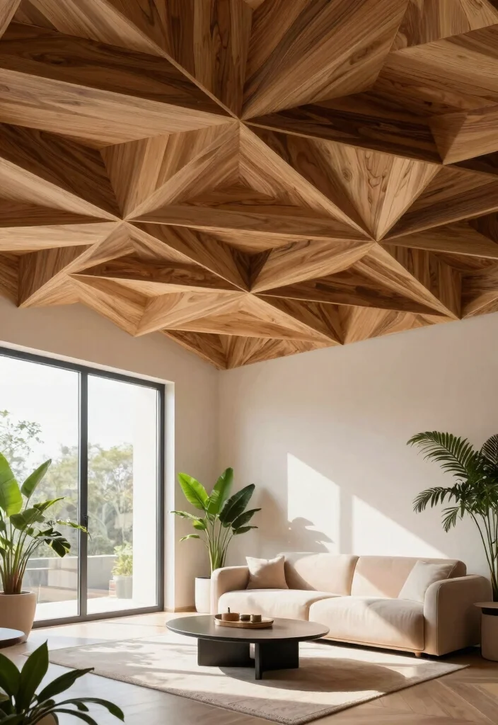 15 Wood False Ceiling Ideas That Add Warmth Without Lowering the Room - 3. Geometric Designs 1
