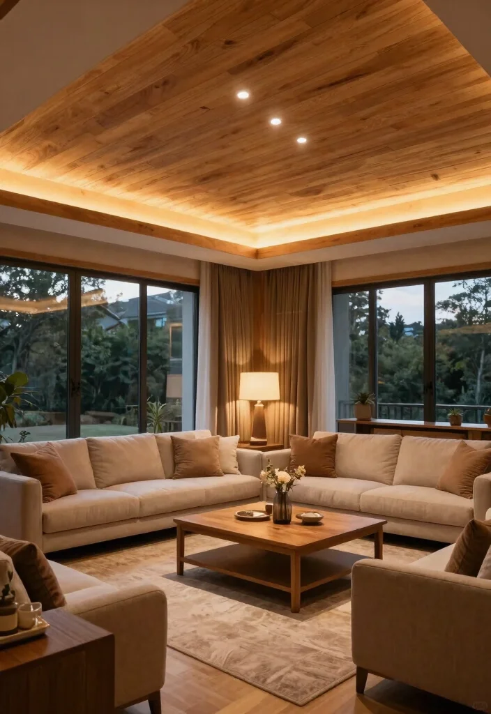 15 Wood False Ceiling Ideas That Add Warmth Without Lowering the Room - 6. Cove Lighting Integration 1
