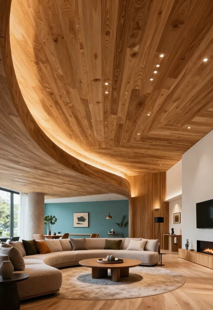 15 Wood False Ceiling Ideas That Add Warmth Without Lowering the Room - 8. Curved Wood Ceilings 1
