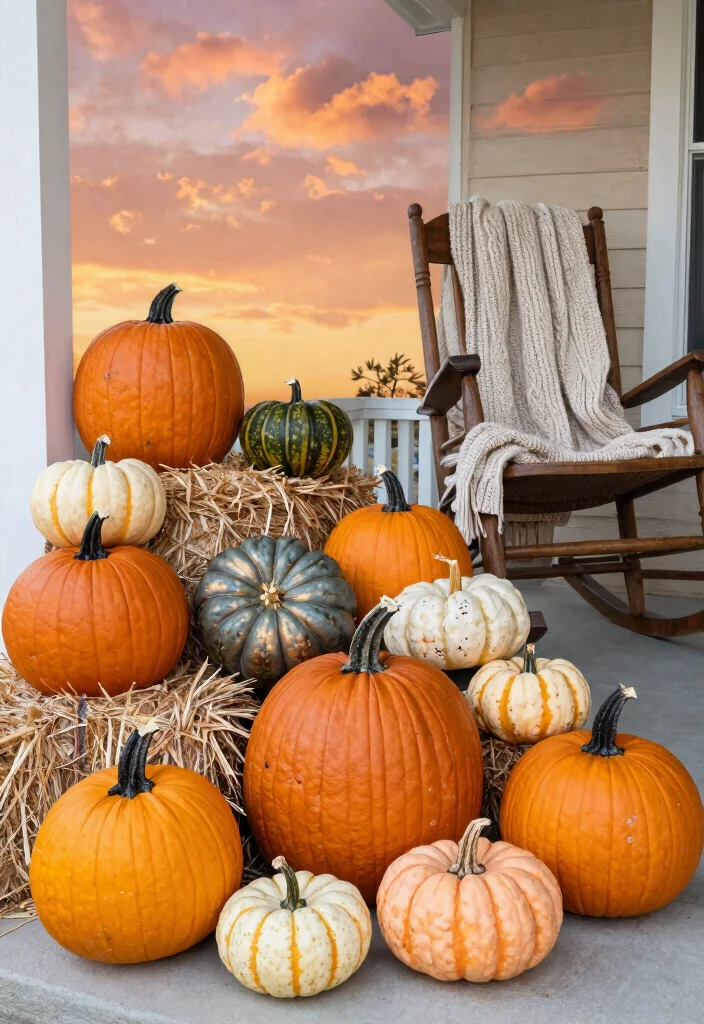 18 Front Porch Fall Decorating Ideas That Last Through Wind and Rain - 1. Embrace the Classic Pumpkin Display 1