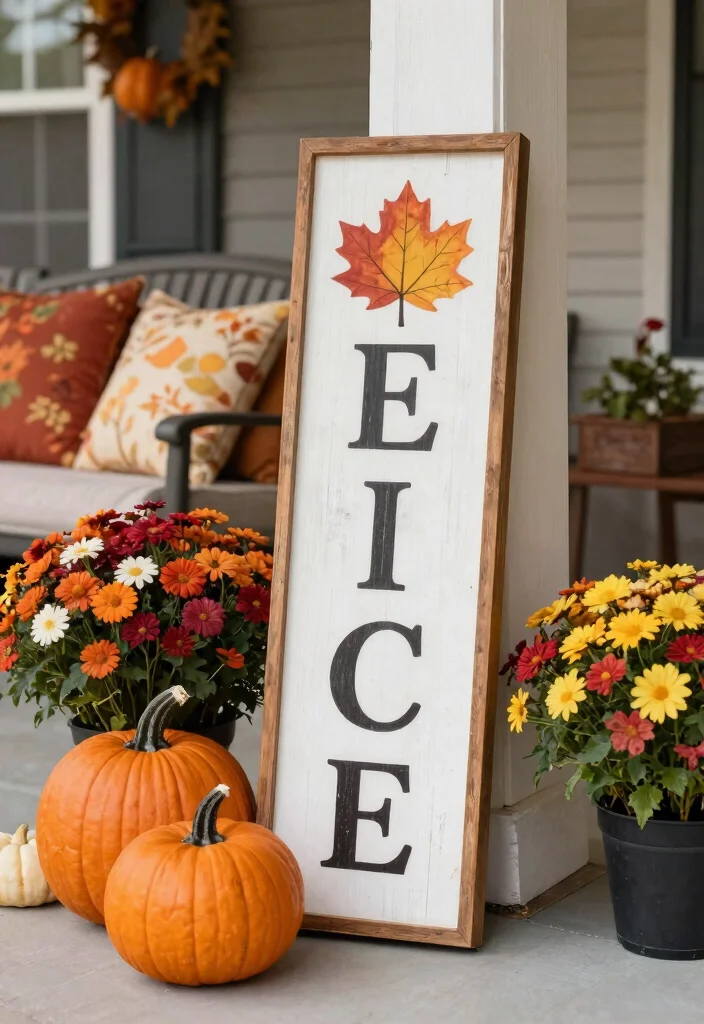 18 Front Porch Fall Decorating Ideas That Last Through Wind and Rain - 13. Decorative Seasonal Signs 1