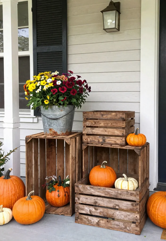 18 Front Porch Fall Decorating Ideas That Last Through Wind and Rain - 15. Creative Use of Vintage Items 1