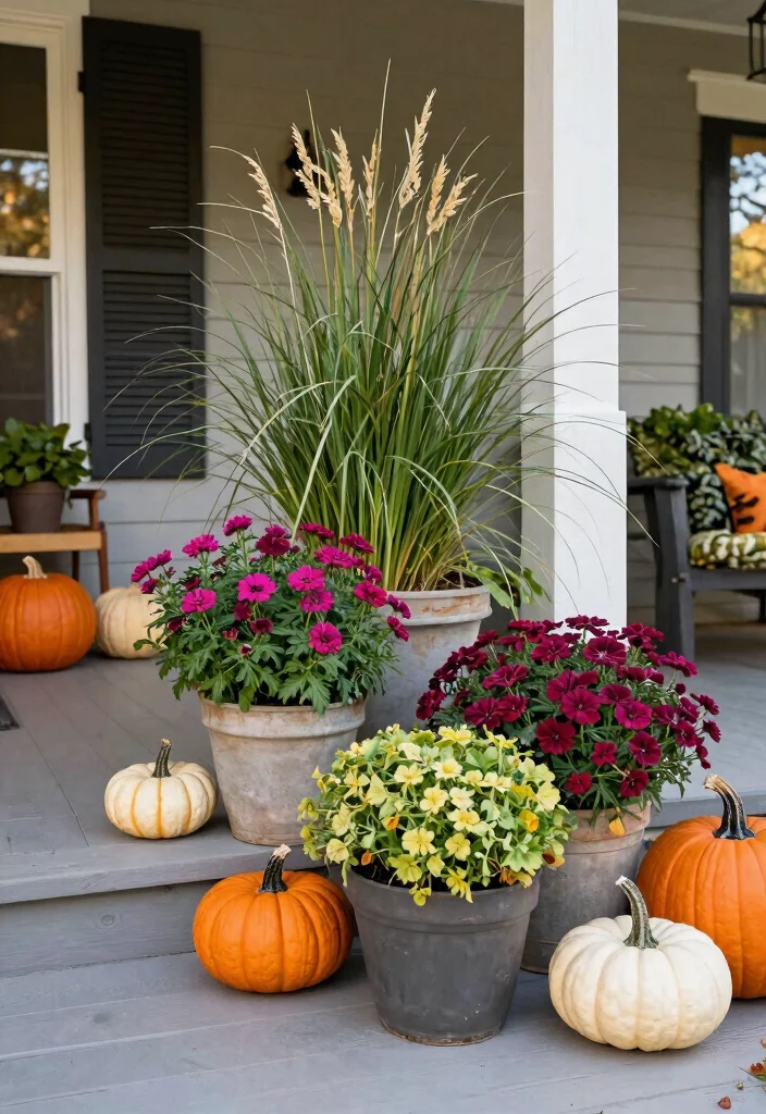18 Front Porch Fall Decorating Ideas That Last Through Wind and Rain - 16. Low-Maintenance Perennials 1