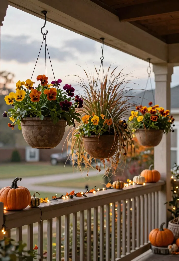 18 Front Porch Fall Decorating Ideas That Last Through Wind and Rain - 4. Gorgeous Hanging Planters 1