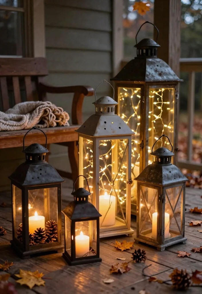 18 Front Porch Fall Decorating Ideas That Last Through Wind and Rain - 6. Chic Lantern Arrangements 1