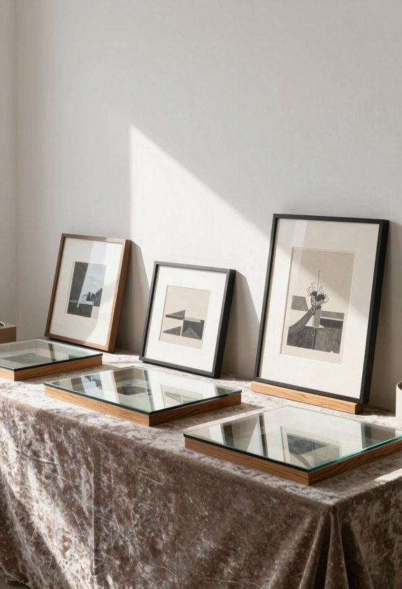 adjustable wide base stands protect art
