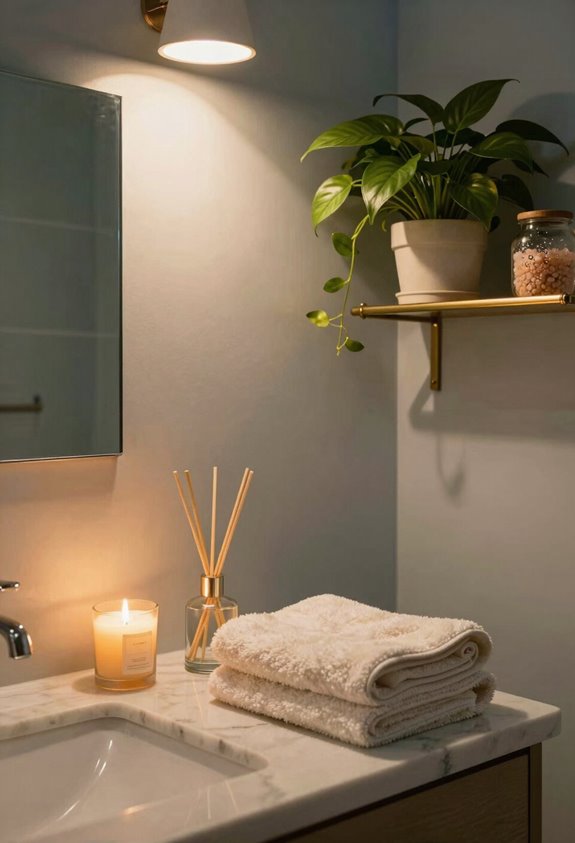 5 Ways to Make Your Guest Bathroom Welcoming 5 warm lighting calm scent greenery